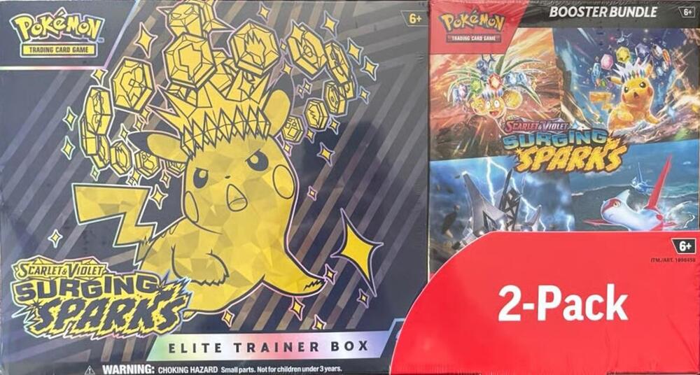 Costco Pokemon Surging Sparks 2-Pack Trainer Box and Booster Bundle card from Miscellaneous Cards & Products