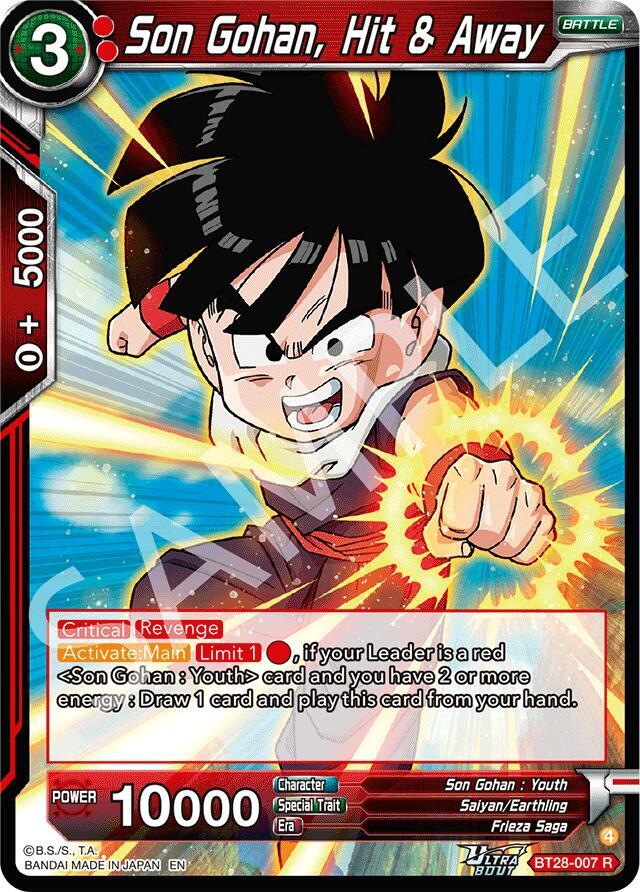 Son Gohan, Hit & Away BT28-007 card from Prismatic Clash