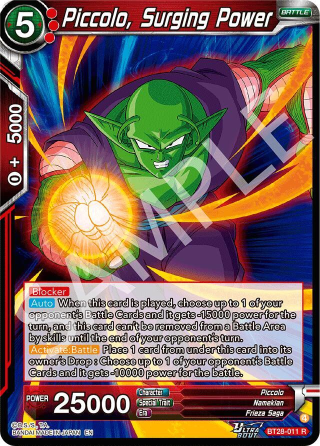 Piccolo, Surging Power BT28-011 card from Prismatic Clash