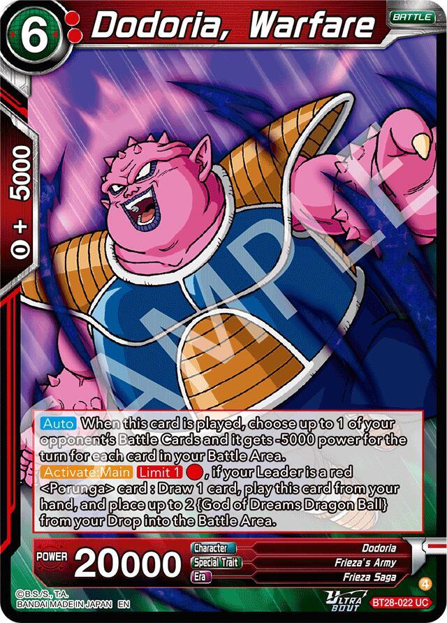Dodoria, Warfare BT28-022 card from Prismatic Clash