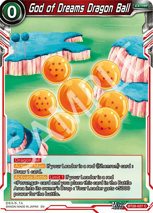 God of Dreams Dragon Ball BT28-027 card from Prismatic Clash