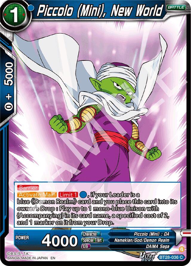 Piccolo (Mini), New World BT28-036 card from Prismatic Clash