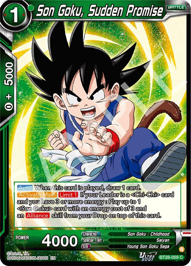 Son Goku, Sudden Promise BT28-059 card from Prismatic Clash
