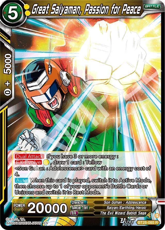 Great Saiyaman, Passion for Peace BT28-085 card from Prismatic Clash