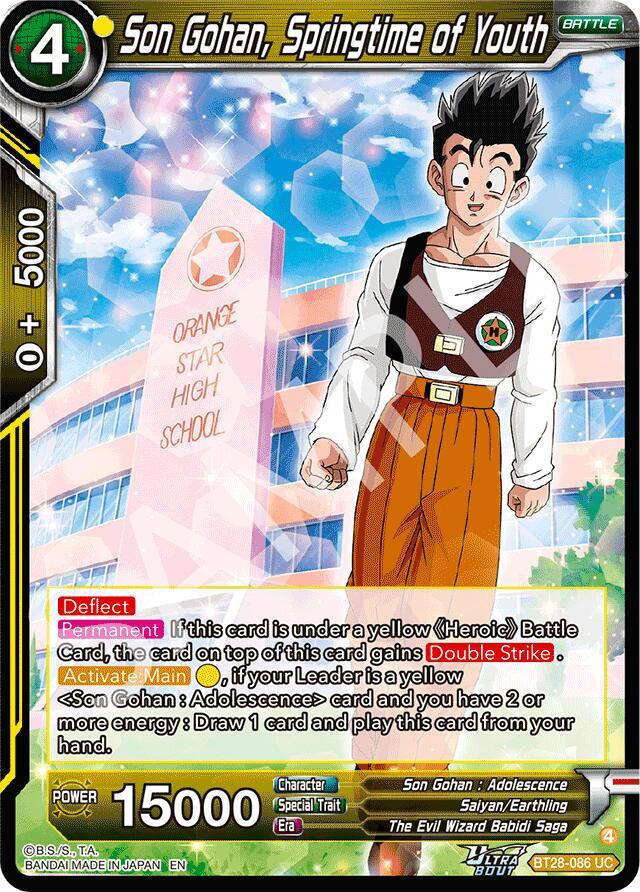 Son Gohan, Springtime of Youth BT28-086 card from Prismatic Clash