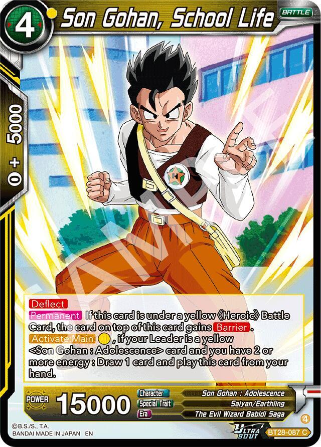 Son Gohan, School Life BT28-087 card from Prismatic Clash