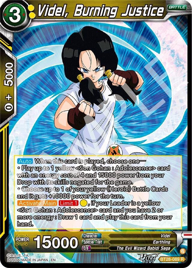 Videl, Burning Justice BT28-089 card from Prismatic Clash