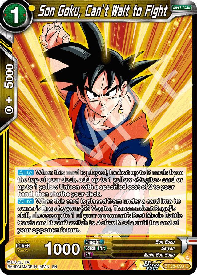 Son Goku, Can’t Wait to Fight BT28-093 card from Prismatic Clash
