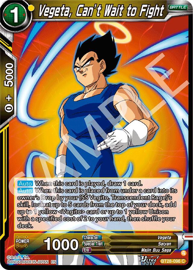Vegeta, Can’t Wait to Fight BT28-096 card from Prismatic Clash