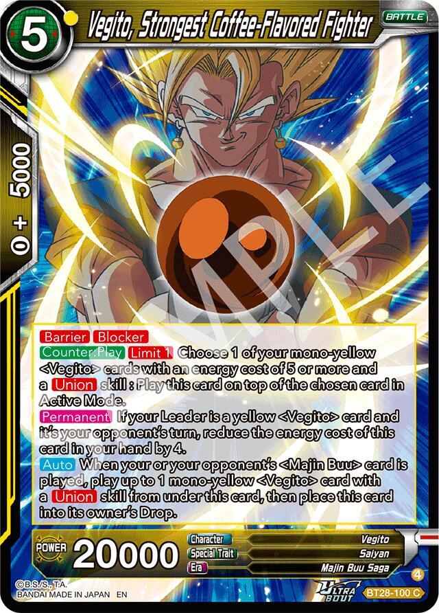 Vegito, Strongest Coffee-Flavored Fighter BT28-100 card from Prismatic Clash