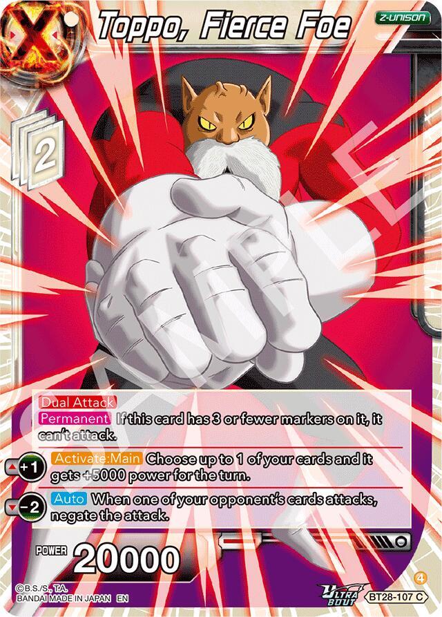 Toppo, Fierce Foe BT28-107 card from Prismatic Clash