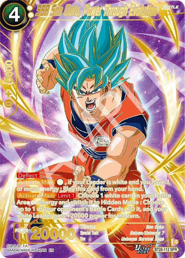 SSB Son Goku, Power Through Evolution (SPR) BT28-112 card from Prismatic Clash
