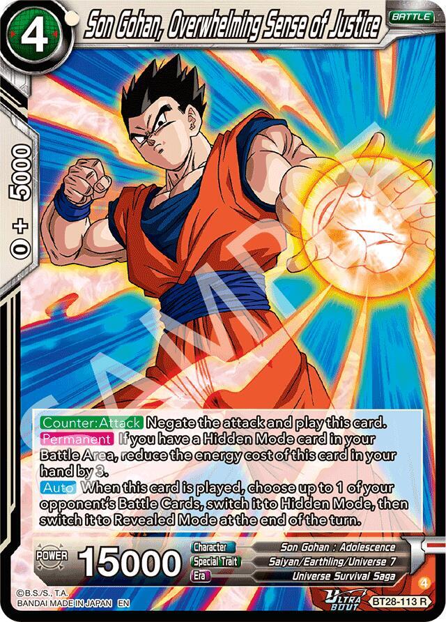 Son Gohan, Overwhelming Sense of Justice BT28-113 card from Prismatic Clash