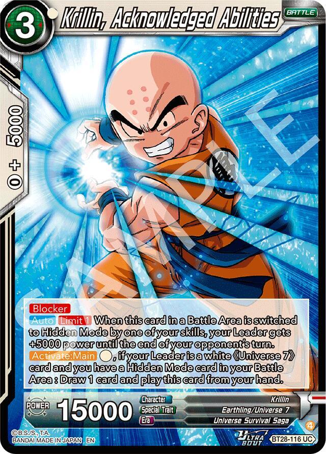 Krillin, Acknowledged Abilities BT28-116 card from Prismatic Clash