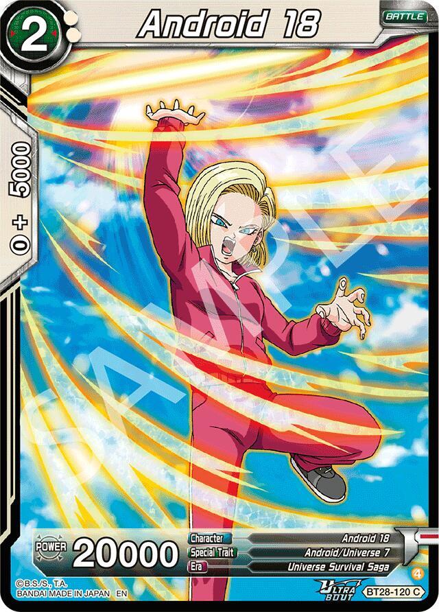 Android 18 BT28-120 card from Prismatic Clash