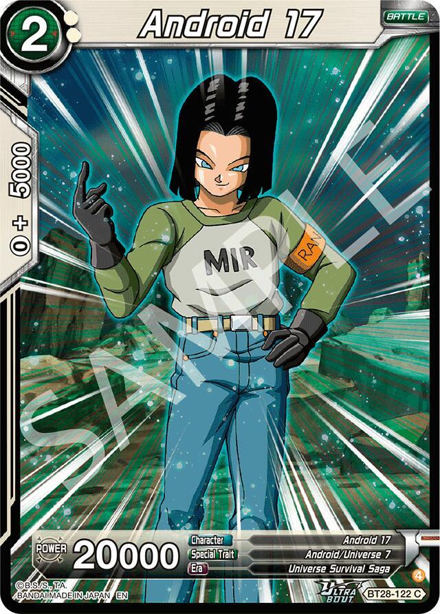 Android 17 BT28-122 card from Prismatic Clash