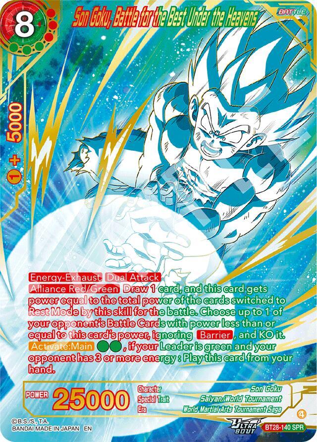 Son Goku, Battle for the Best Under the Heavens (SPR) BT28-140 card from Prismatic Clash