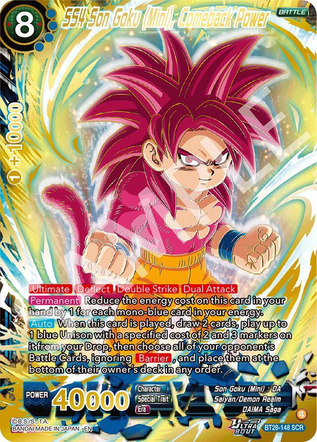 SS4 Son Goku (Mini), Comeback Power BT28-148 card from Prismatic Clash