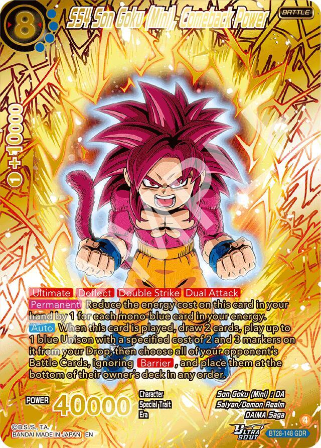 SS4 Son Goku (Mini), Comeback Power (GDR) BT28-148 card from Prismatic Clash