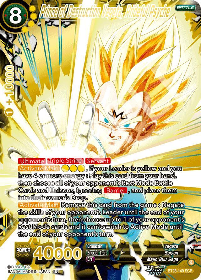 Prince of Destruction Vegeta, Prideful Psyche BT28-149 card from Prismatic Clash