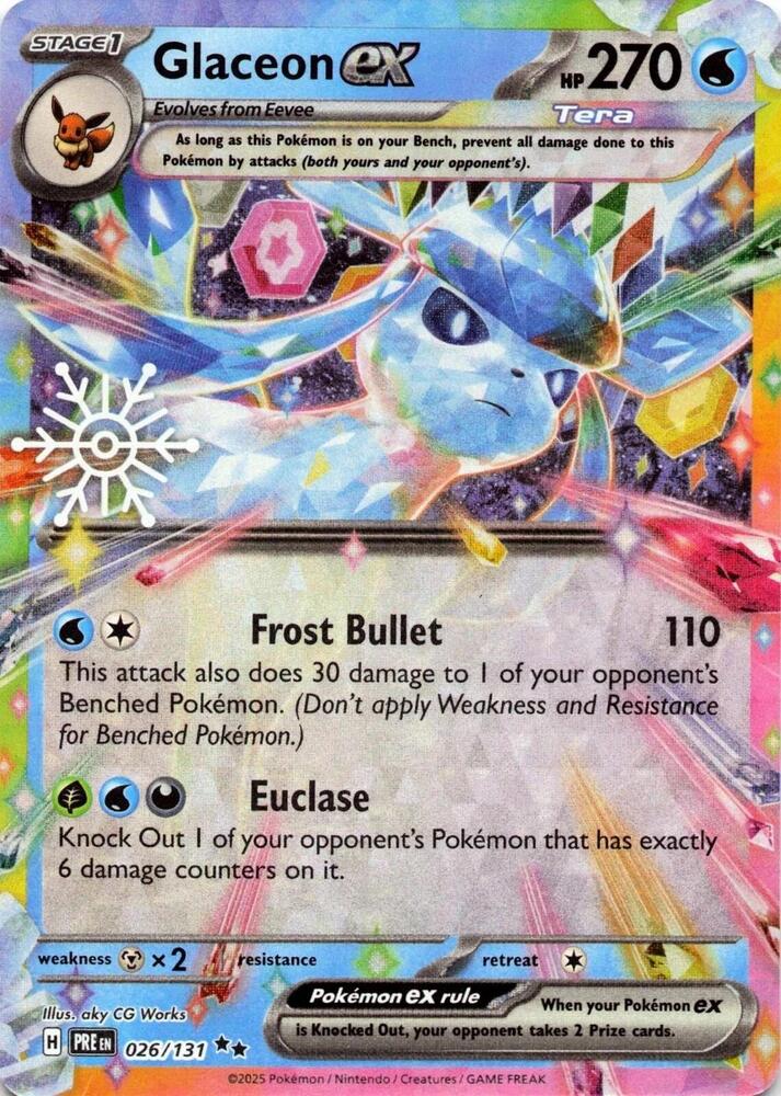 Glaceon ex (Holiday Calendar) 026/131 card from SV: Prismatic Evolutions