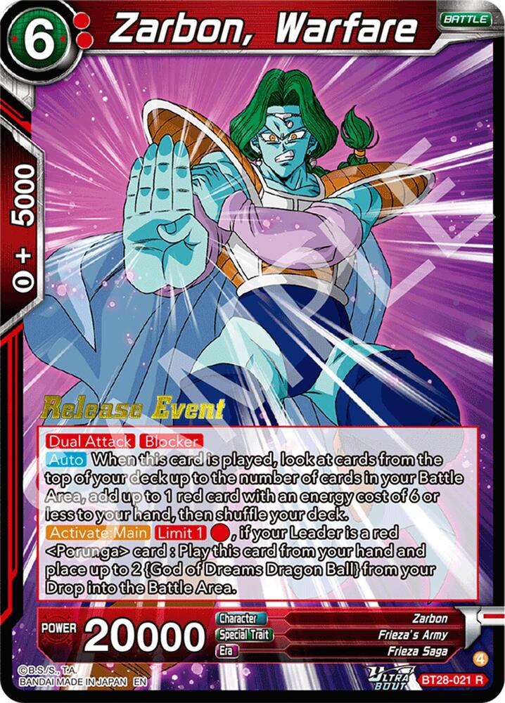 Zarbon, Warfare BT28-021 card from Prismatic Clash Release Event
