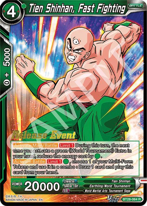 Tien Shinhan, Fast Fighting BT28-064 card from Prismatic Clash Release Event