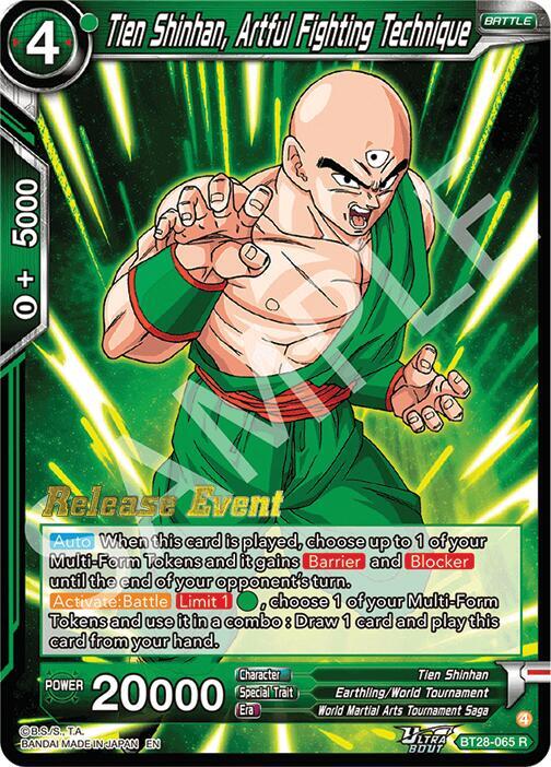 Tien Shinhan, Artful Fighting Technique BT28-065 card from Prismatic Clash Release Event