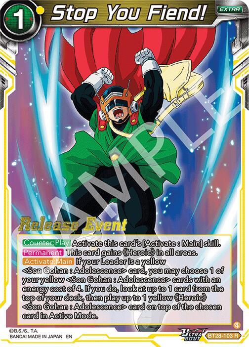Stop You Fiend! BT28-103 card from Prismatic Clash Release Event