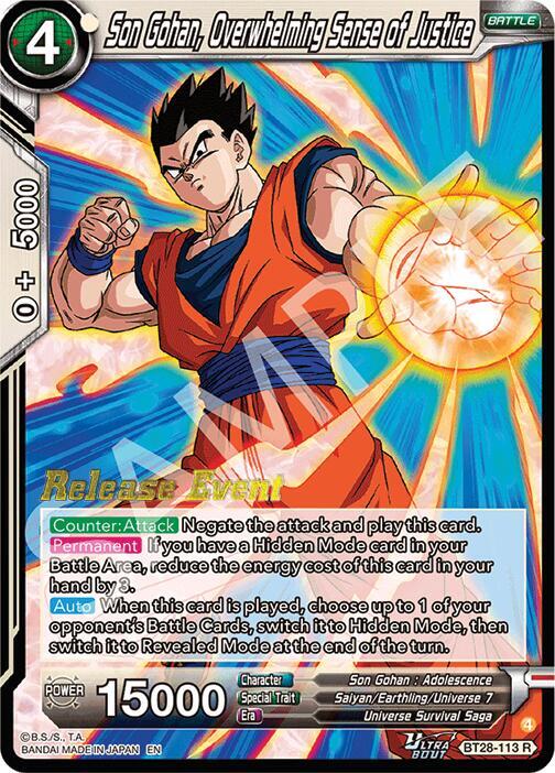 Son Gohan, Overwhelming Sense of Justice BT28-113 card from Prismatic Clash Release Event
