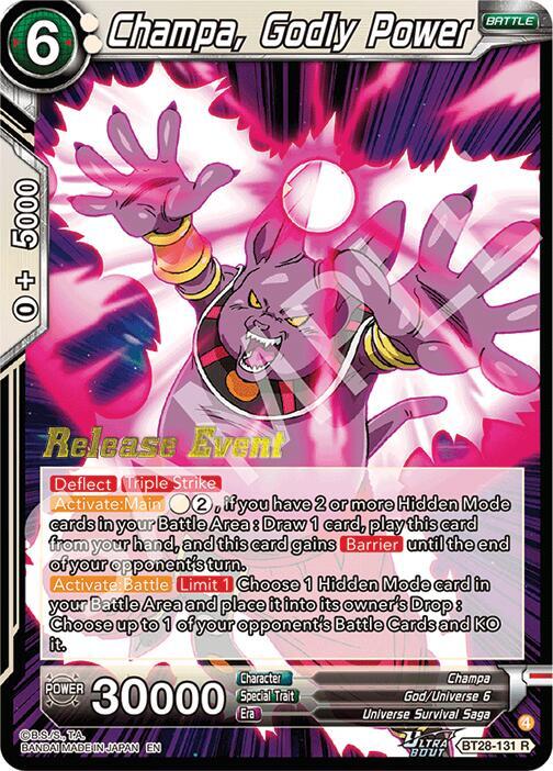 Champa, Godly Power BT28-131 card from Prismatic Clash Release Event