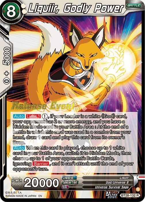 Liquiir, Godly Power BT28-132 card from Prismatic Clash Release Event