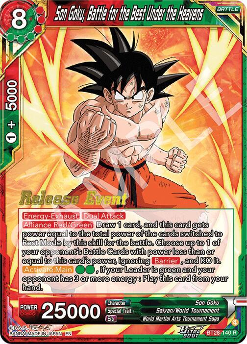 Son Goku, Battle for the Best Under the Heavens BT28-140 card from Prismatic Clash Release Event