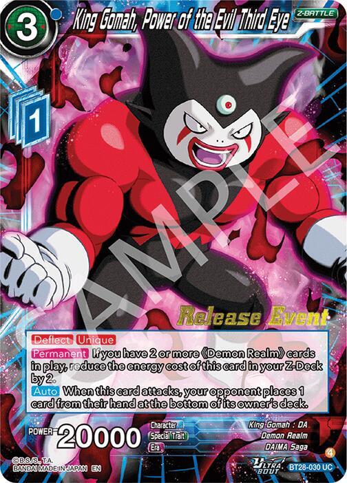 King Gomah, Power of the Evil Third Eye BT28-030 card from Prismatic Clash Release Event