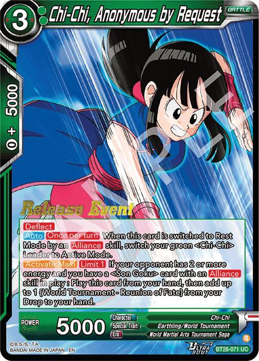 Chi-Chi, Anonymous by Request BT28-071 card from Prismatic Clash Release Event