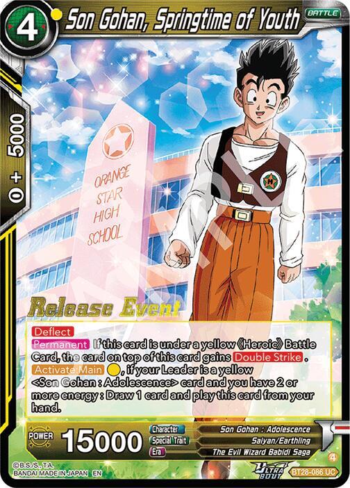 Son Gohan, Springtime of Youth BT28-086 card from Prismatic Clash Release Event