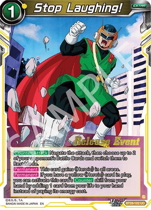 Stop Laughing! BT28-102 card from Prismatic Clash Release Event