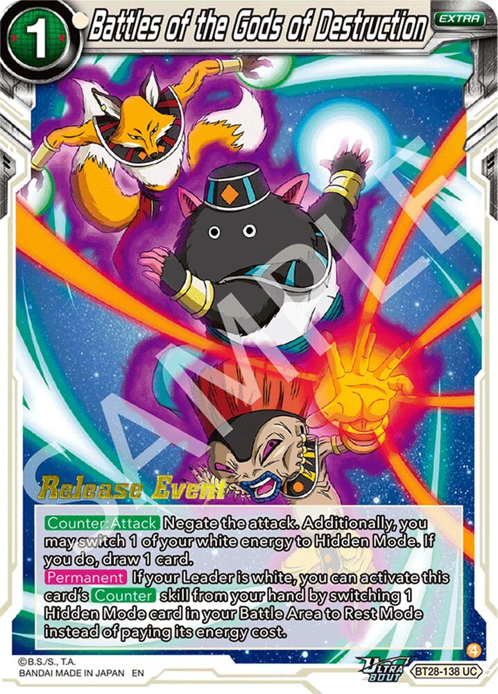 Battles of the Gods of Destruction BT28-138 card from Prismatic Clash Release Event