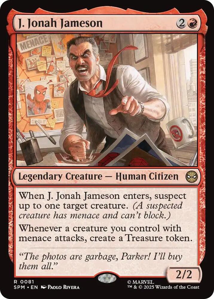 J. Jonah Jameson 81 card from Marvel's Spider-Man