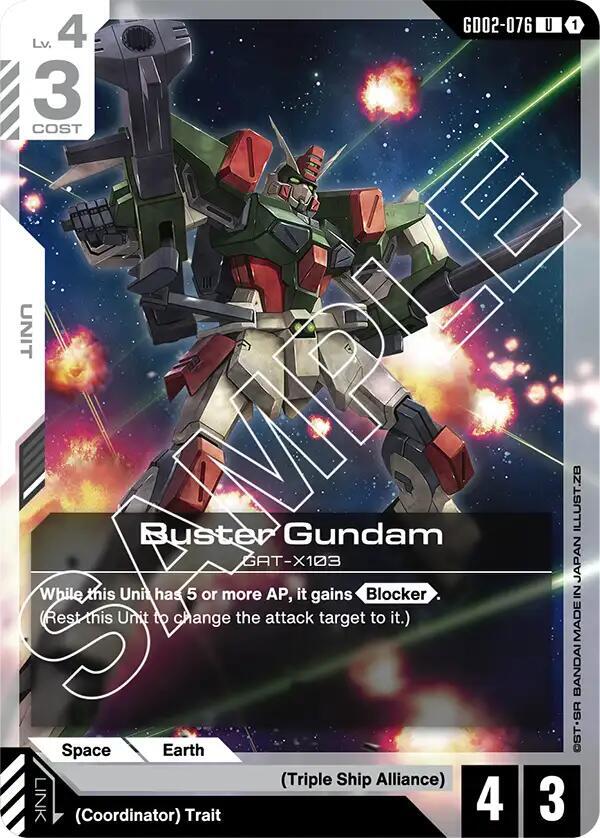 Buster Gundam GD02-076 card from Dual Impact