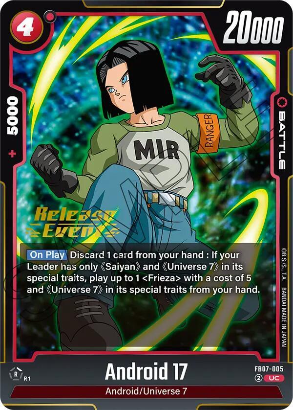 Android 17 FB07-005 card from Wish For Shenron Release Event Cards