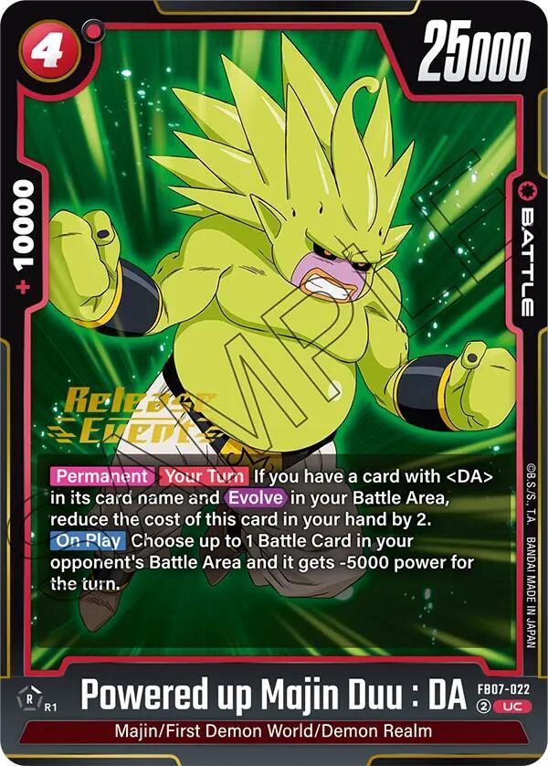 Powered up Majin Duu : DA FB07-022 card from Wish For Shenron Release Event Cards