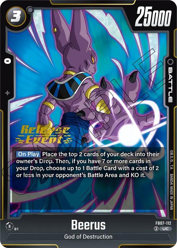 Beerus FB07-112 card from Wish For Shenron Release Event Cards
