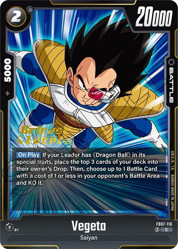 Vegeta FB07-116 card from Wish For Shenron Release Event Cards
