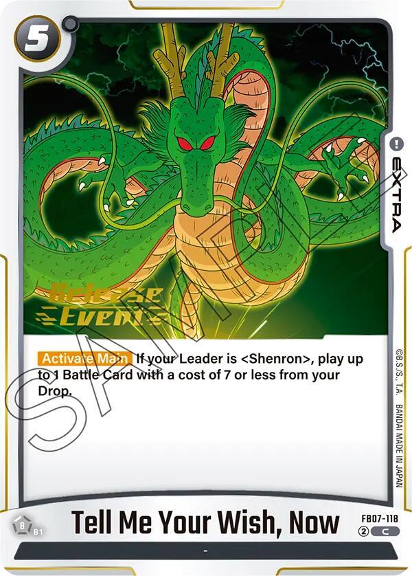 Tell Me Your Wish, Now FB07-118 card from Wish For Shenron Release Event Cards