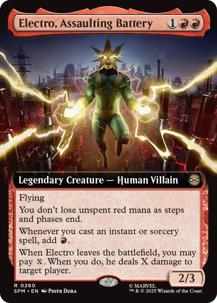 Electro, Assaulting Battery (Extended Art) 260 card from Marvel's Spider-Man