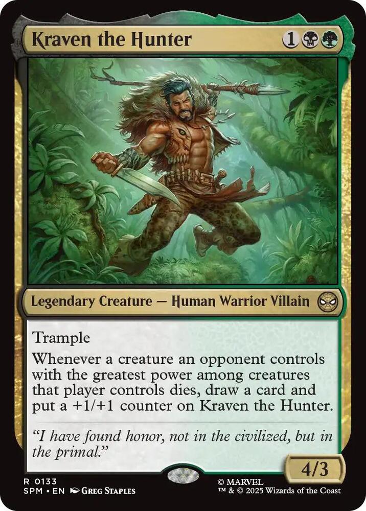 Kraven the Hunter 133 card from Marvel's Spider-Man