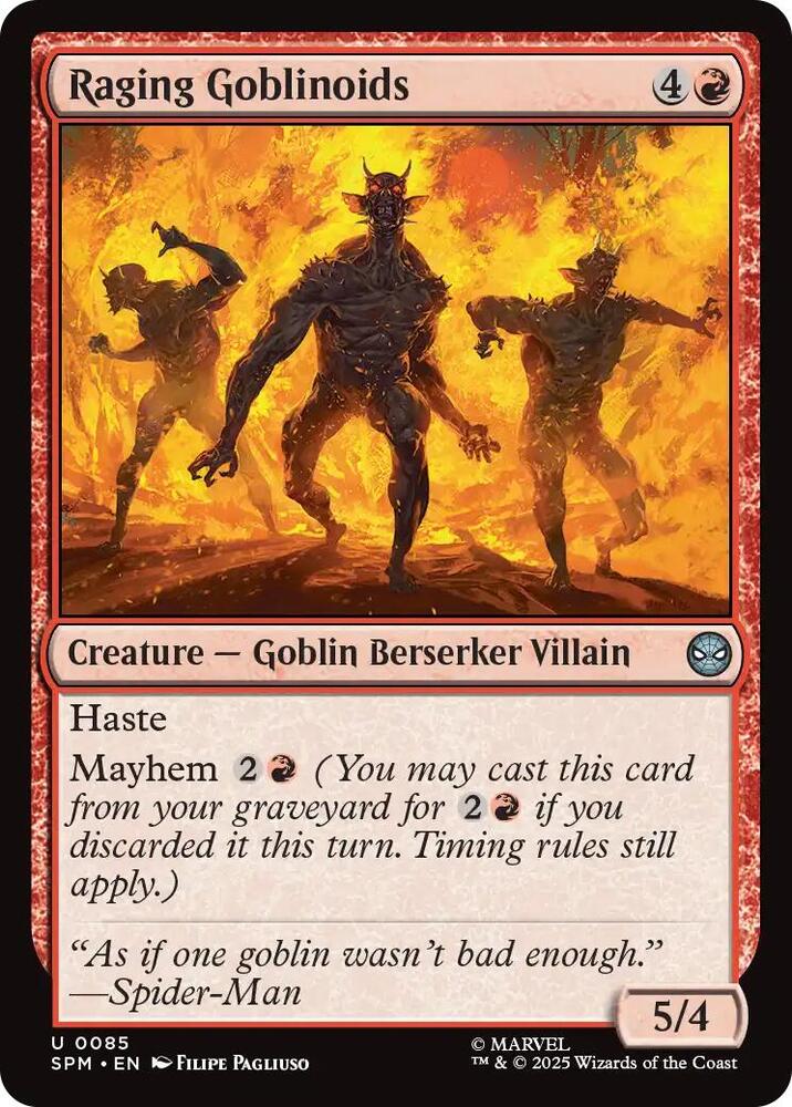 Raging Goblinoids 85 card from Marvel's Spider-Man
