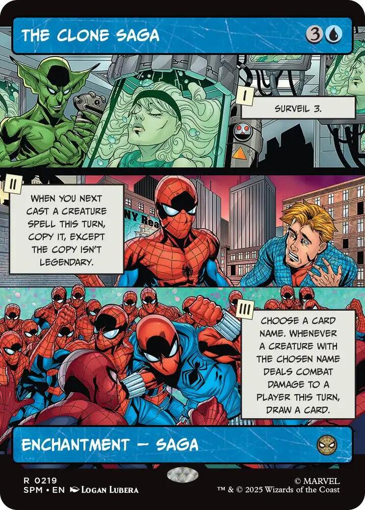 The Clone Saga (Borderless) 219 card from Marvel's Spider-Man