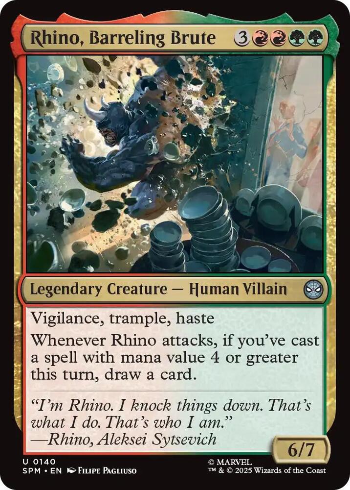 Rhino, Barreling Brute 140 card from Marvel's Spider-Man
